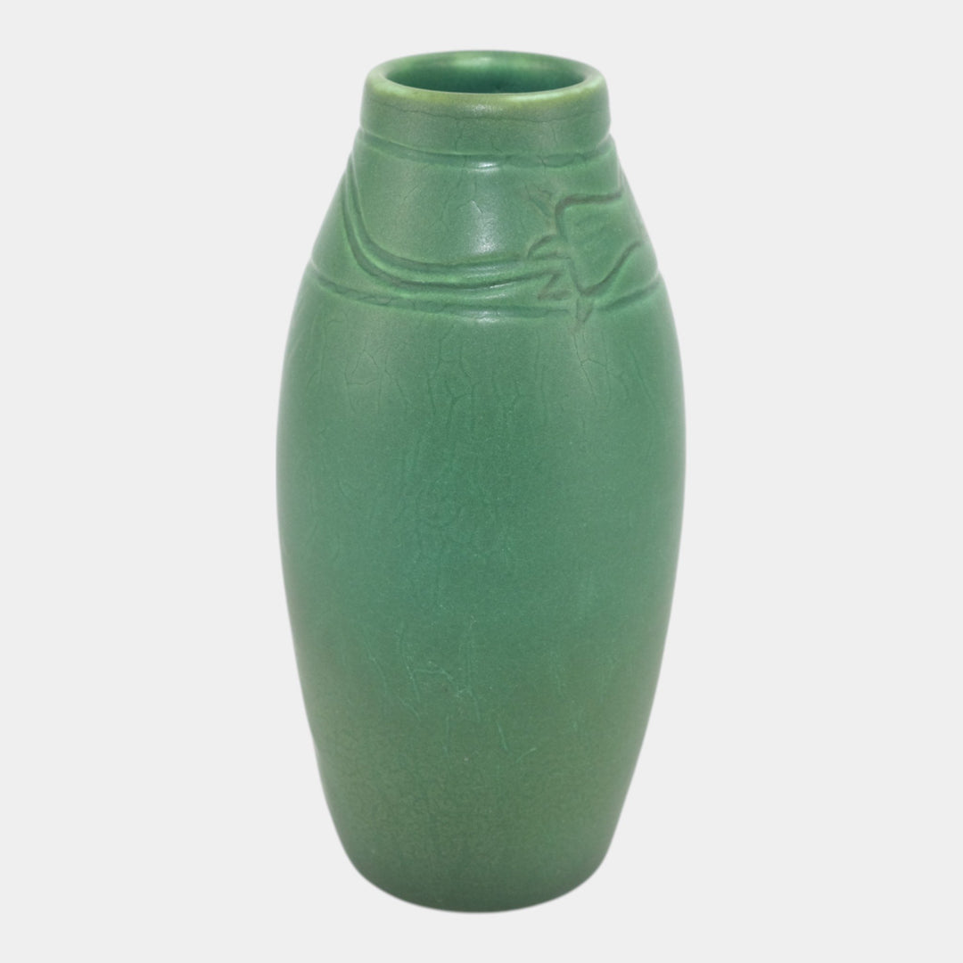 Rookwood 1905 Arts & Crafts Pottery Matte Green Carved Floral Ceramic Vase Coyne 939D - Just Art Pottery