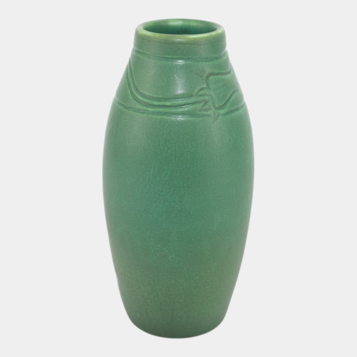 Rookwood 1905 Arts & Crafts Pottery Matte Green Carved Floral Ceramic Vase Coyne 939D - Just Art Pottery