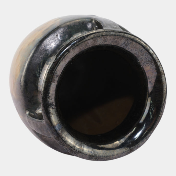 Fulper 1917-1934 Arts And Crafts Gun Metal Orange Art Pottery Bullet Vase 530 - Just Art Pottery