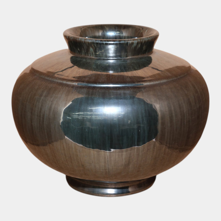 Fulper 1917-1923 Arts And Crafts Pottery Mirror Black Glaze Ceramic Vase 604 - Just Art Pottery