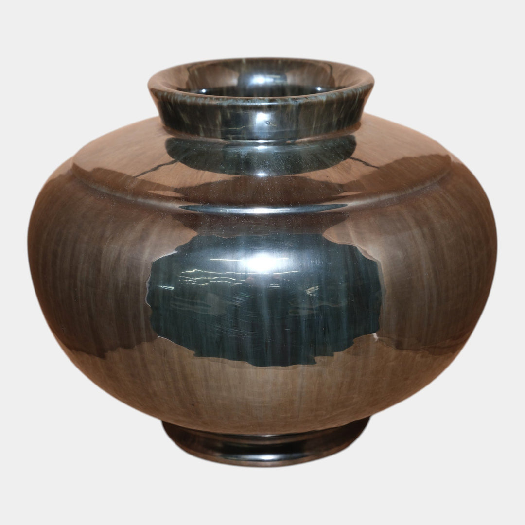 Fulper 1917-1923 Arts And Crafts Pottery Mirror Black Glaze Ceramic Vase 604 - Just Art Pottery