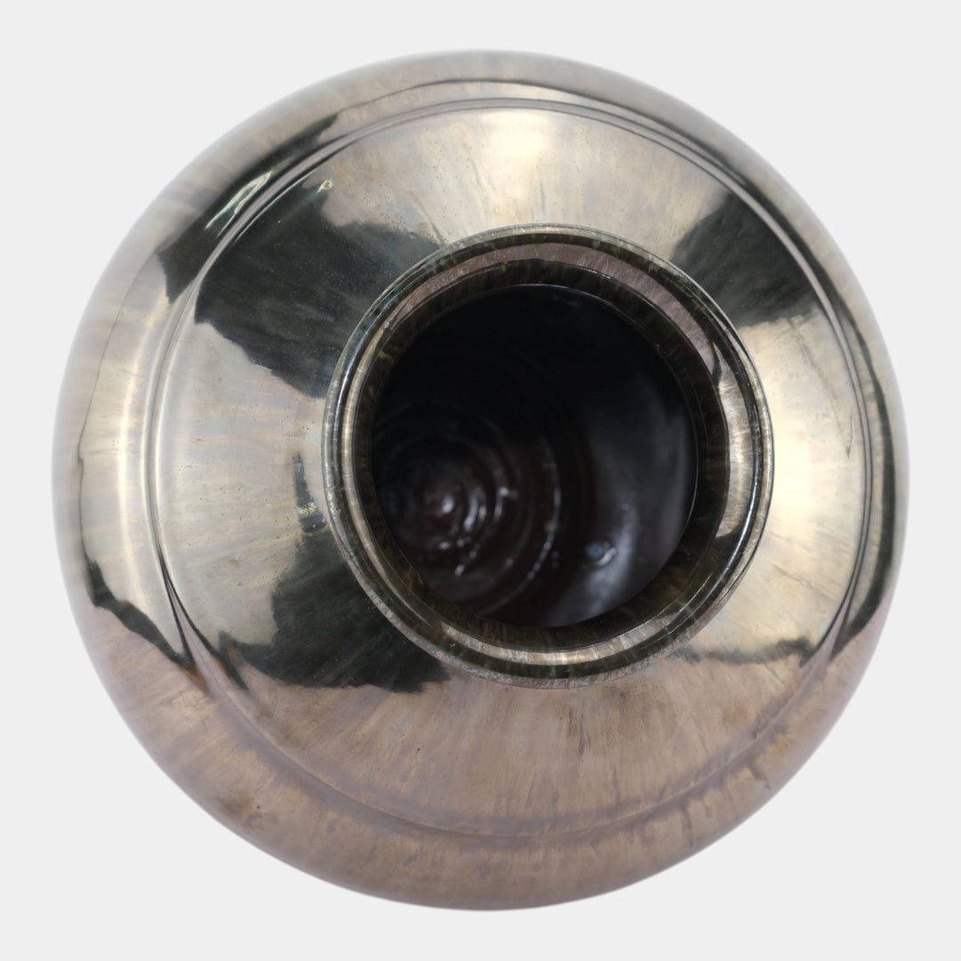 Fulper 1917-1923 Arts And Crafts Pottery Mirror Black Glaze Ceramic Vase 604 - Just Art Pottery