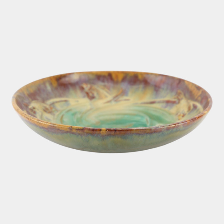 Fulper 1909-17 Arts And Crafts Pottery Brown Green Flambe Ceramic Fish Bowl - Just Art Pottery