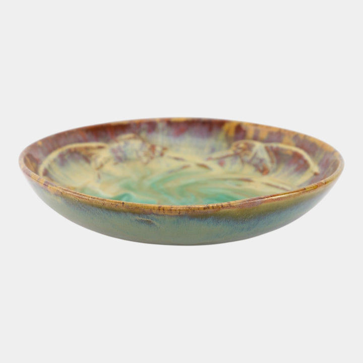 Fulper 1909-17 Arts And Crafts Pottery Brown Green Flambe Ceramic Fish Bowl - Just Art Pottery