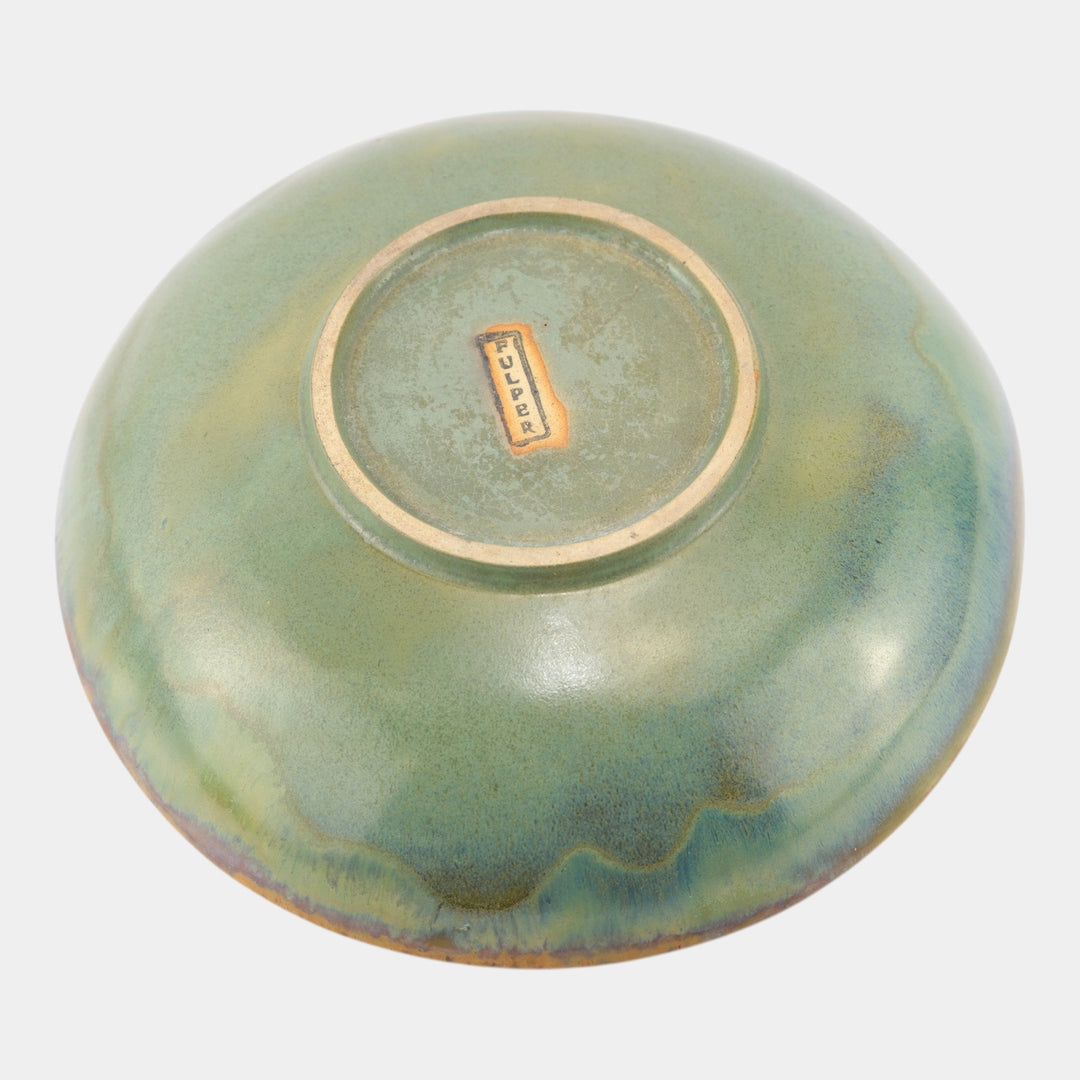 Fulper 1909-17 Arts And Crafts Pottery Brown Green Flambe Ceramic Fish Bowl - Just Art Pottery