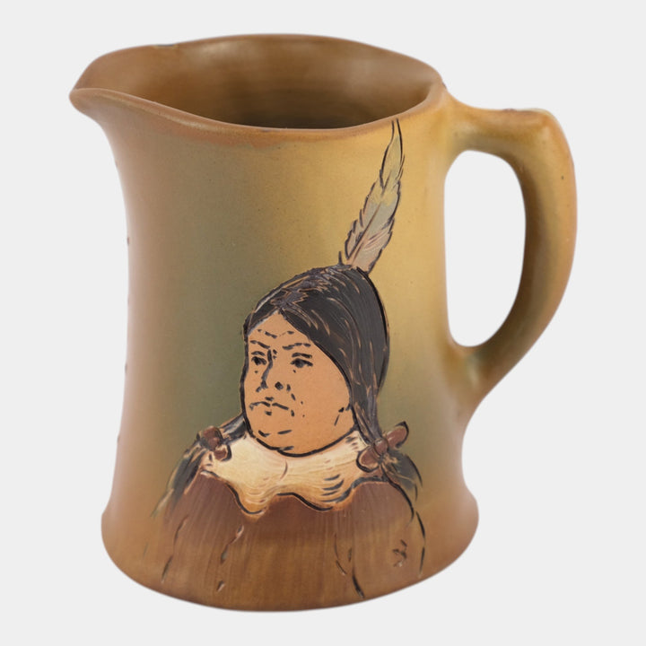 Weller Dickens Ware 1900s Vintage Art Pottery Native American Creamer - Just Art Pottery