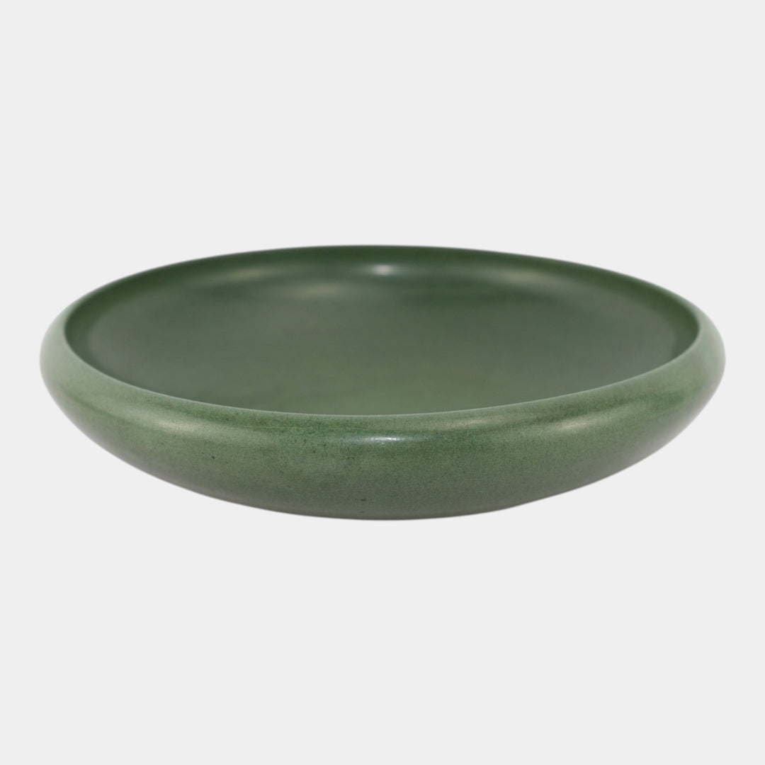 Marblehead Vintage Arts and Crafts Pottery Matte Green Ceramic Low Bowl - Just Art Pottery