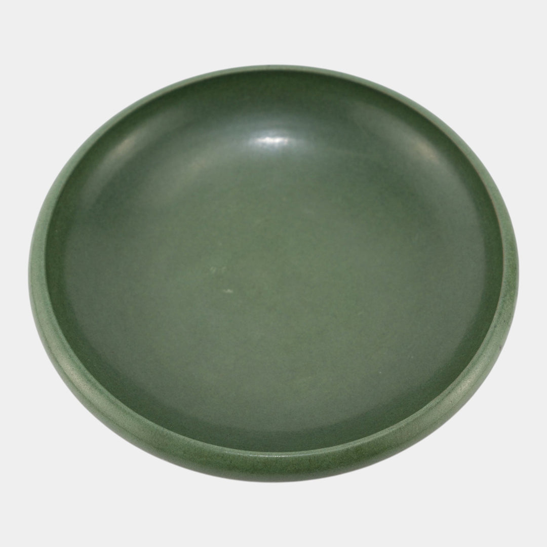 Marblehead Vintage Arts and Crafts Pottery Matte Green Ceramic Low Bowl - Just Art Pottery