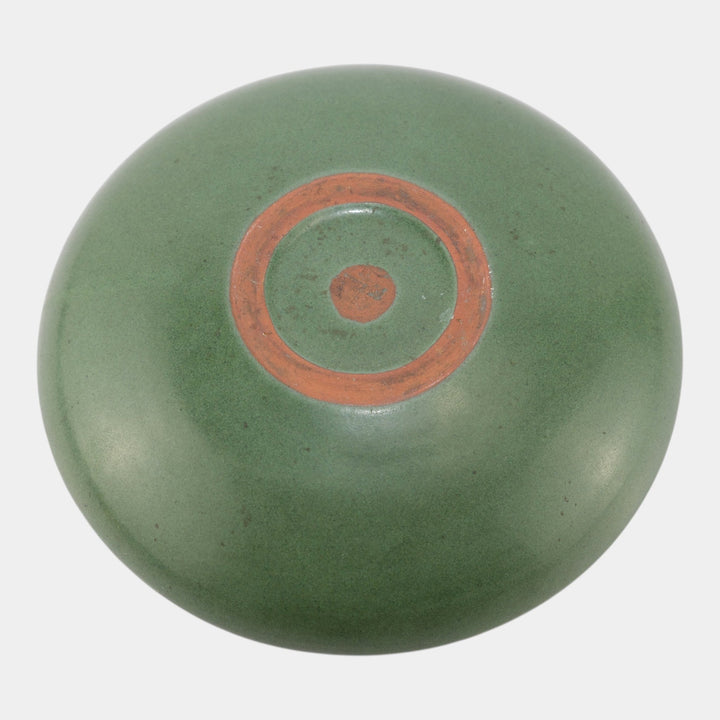 Marblehead Vintage Arts and Crafts Pottery Matte Green Ceramic Low Bowl - Just Art Pottery