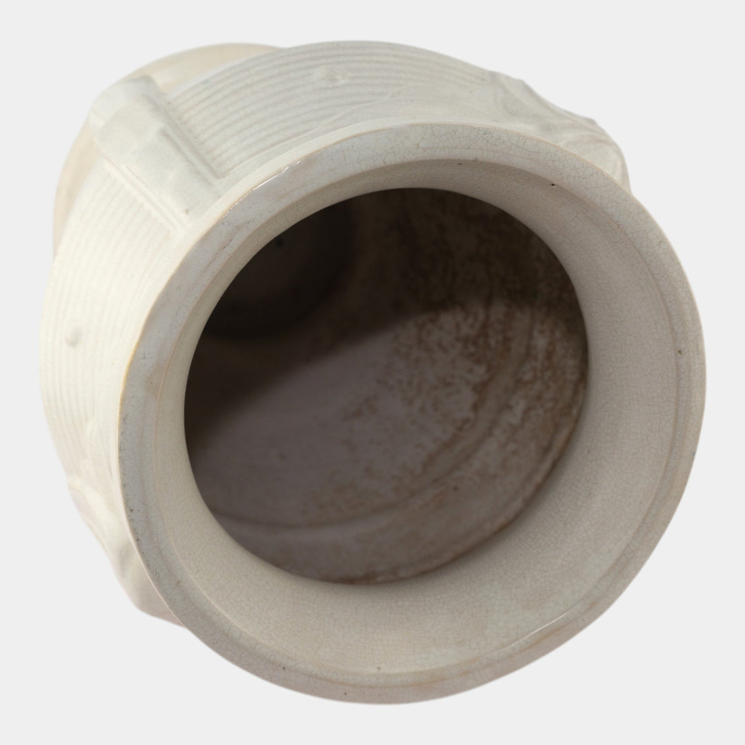 McCoy 1920s Art Deco Egyptian Revival Art Pottery White Sphinx Sand Jar Vase - Just Art Pottery