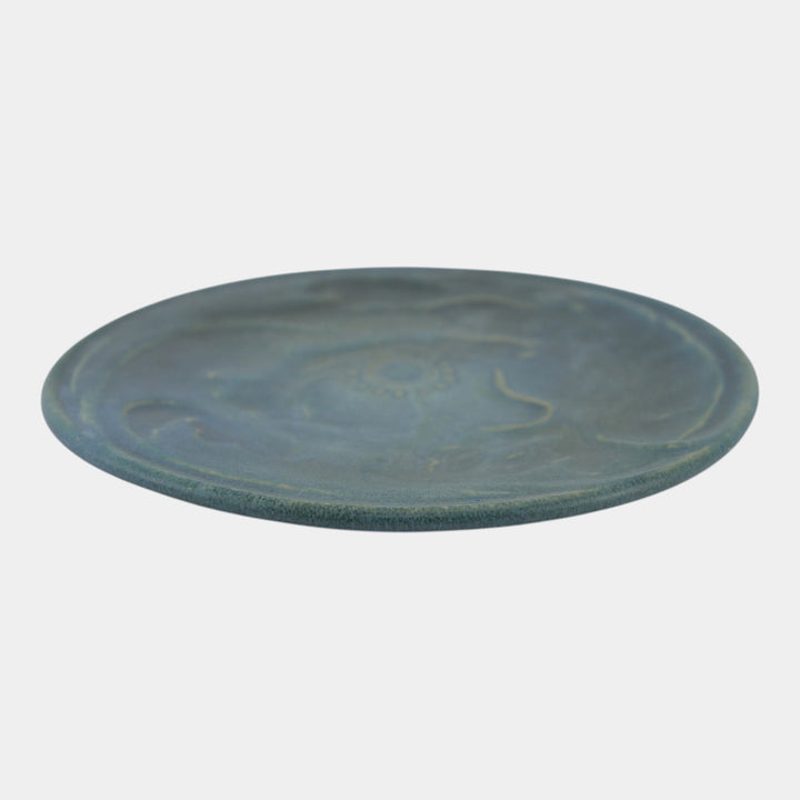 Van Briggle 1907-12 Vintage Arts And Crafts Pottery Blue Ceramic Poppy Plate 20 - Just Art Pottery