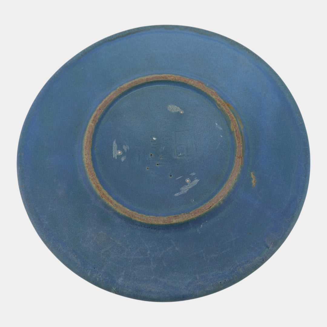 Van Briggle 1907-12 Vintage Arts And Crafts Pottery Blue Ceramic Poppy Plate 20 - Just Art Pottery