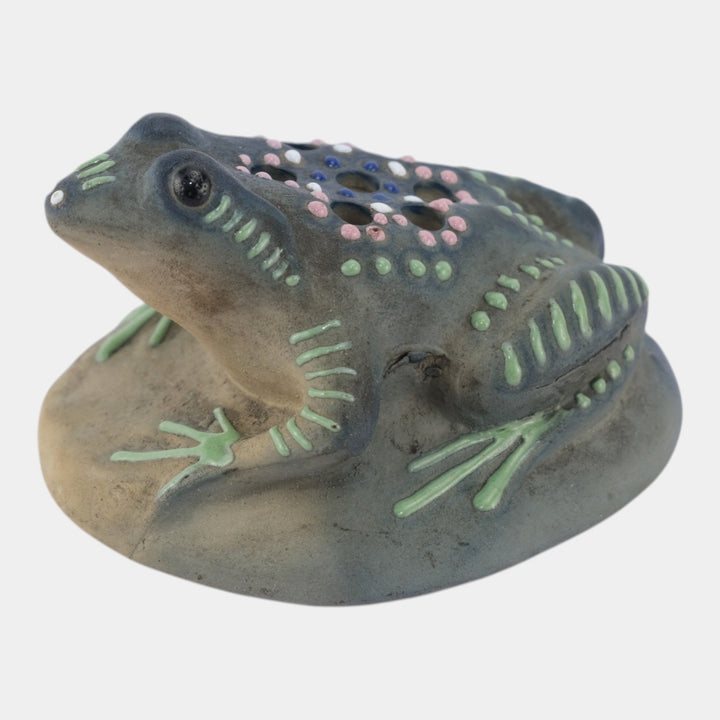Brush McCoy Pottery Jewel Squeeze Bag Decorated Stoneware Figural Flower Frog - Just Art Pottery