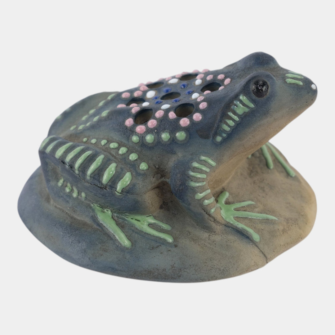 Brush McCoy Pottery Jewel Squeeze Bag Decorated Stoneware Figural Flower Frog - Just Art Pottery