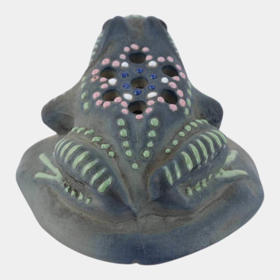 Brush McCoy Pottery Jewel Squeeze Bag Decorated Stoneware Figural Flower Frog - Just Art Pottery