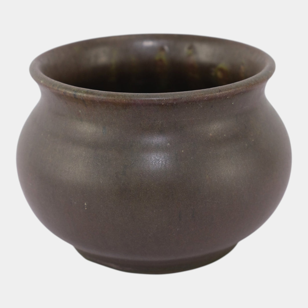 William J. Walley (1889-1919) Vintage Arts & Crafts Matte Brown Mottled Vase - Just Art Pottery