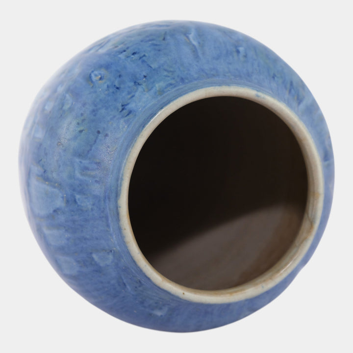 Newcomb College 1929 Vintage Arts and Crafts Pottery Blue Scenic Sail Boat Vase Bailey - Just Art Pottery