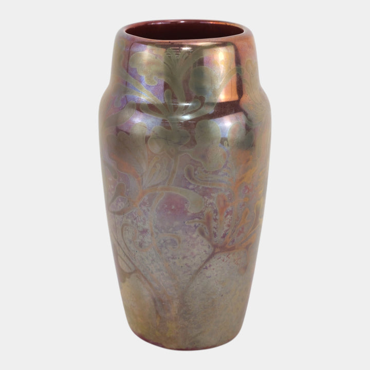 Weller Sicard 1902-07 Art Nouveau Pottery Iridescent Luster Floral Ceramic Vase - Just Art Pottery