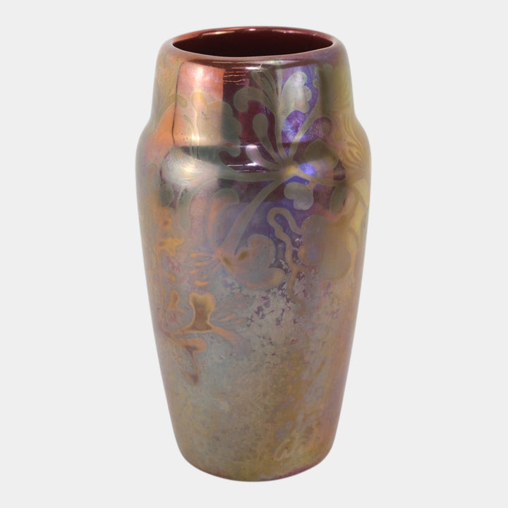 Weller Sicard 1902-07 Art Nouveau Pottery Iridescent Luster Floral Ceramic Vase - Just Art Pottery