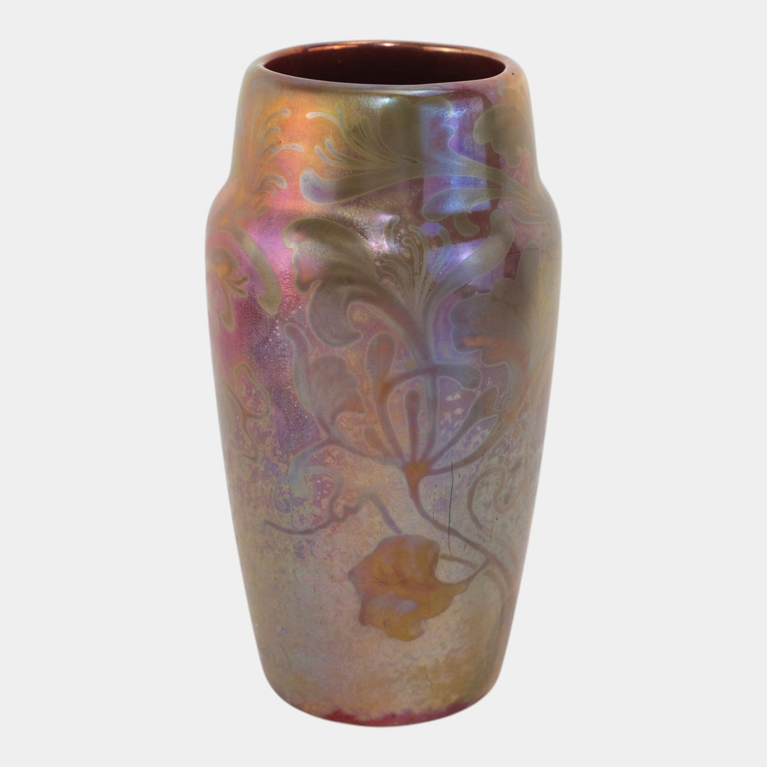 Weller Sicard 1902-07 Art Nouveau Pottery Iridescent Luster Floral Ceramic Vase - Just Art Pottery