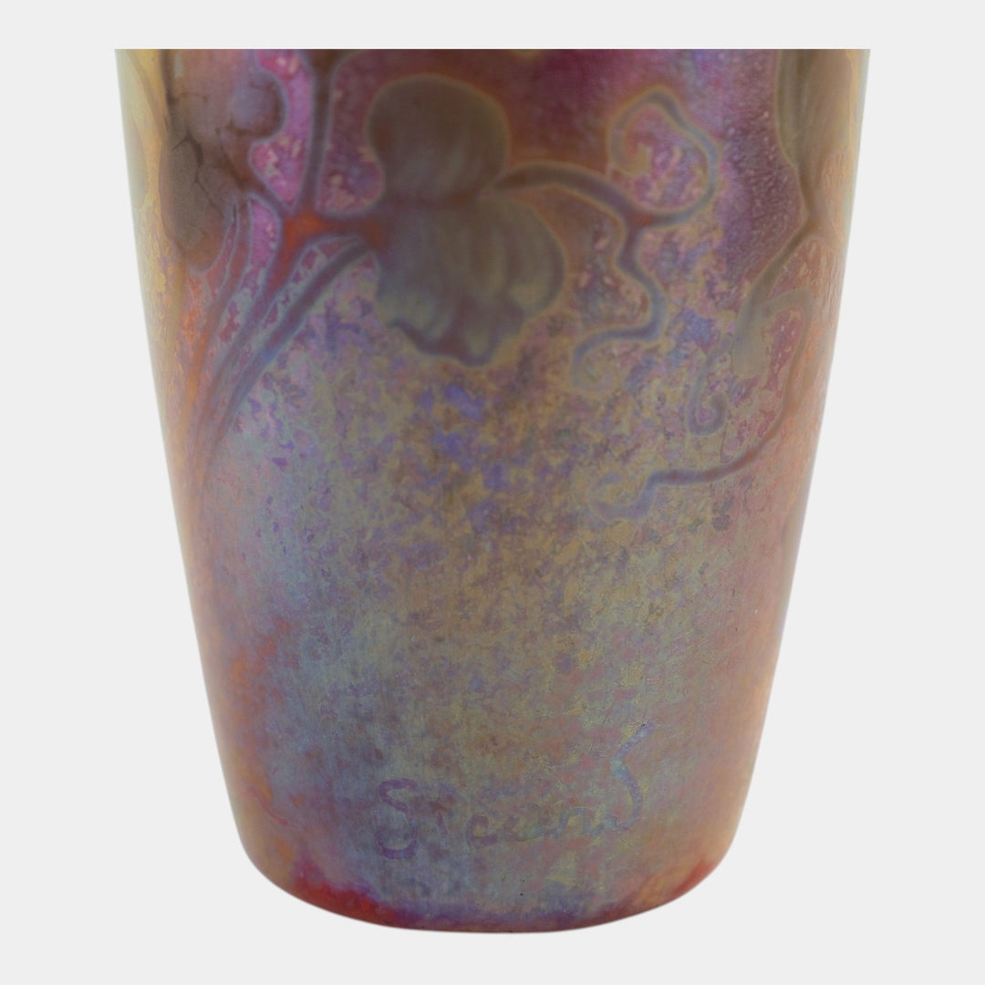 Weller Sicard 1902-07 Art Nouveau Pottery Iridescent Luster Floral Ceramic Vase - Just Art Pottery