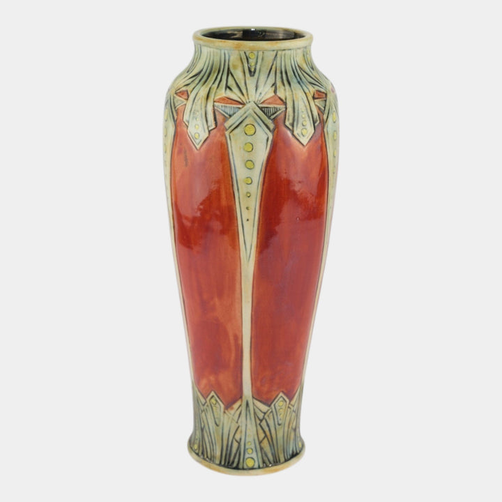Stephanie Young 2014 Studio Art Pottery Hand Made Red Geometric Ceramic Vase