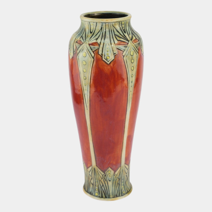 Stephanie Young 2014 Studio Art Pottery Hand Made Red Geometric Ceramic Vase