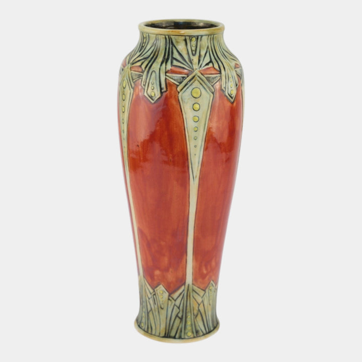 Stephanie Young 2014 Studio Art Pottery Hand Made Red Geometric Ceramic Vase