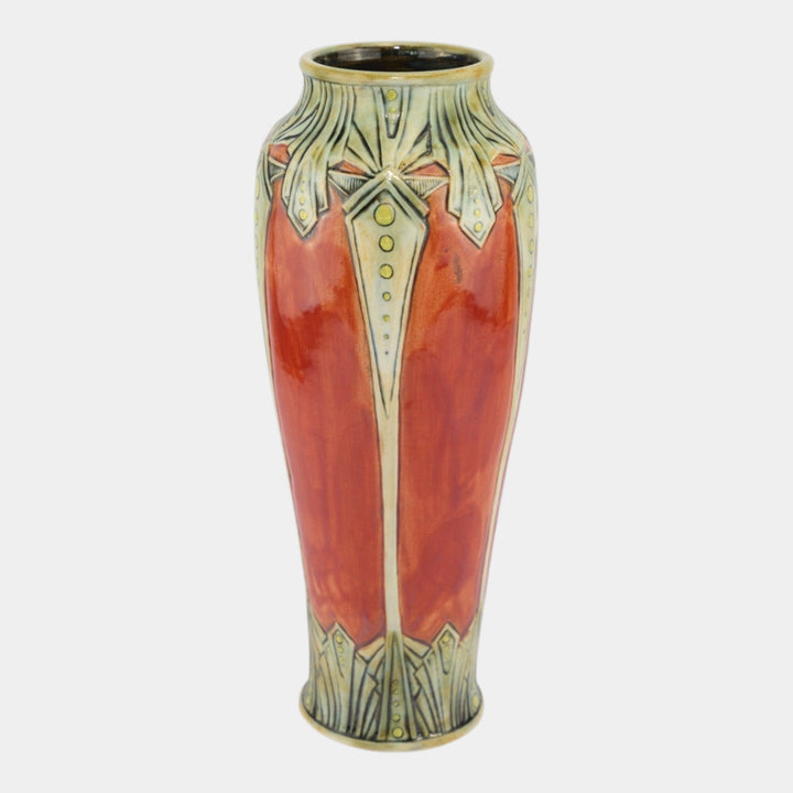 Stephanie Young 2014 Studio Art Pottery Hand Made Red Geometric Ceramic Vase