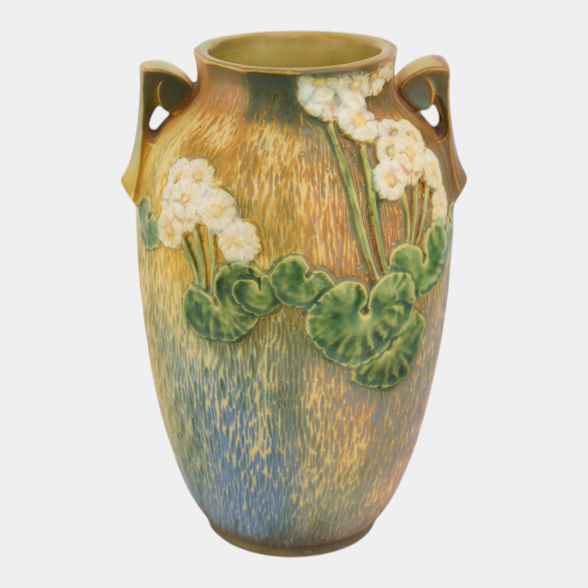 Roseville Experimental Primrose 1936 Tan Green Art Pottery Ceramic
