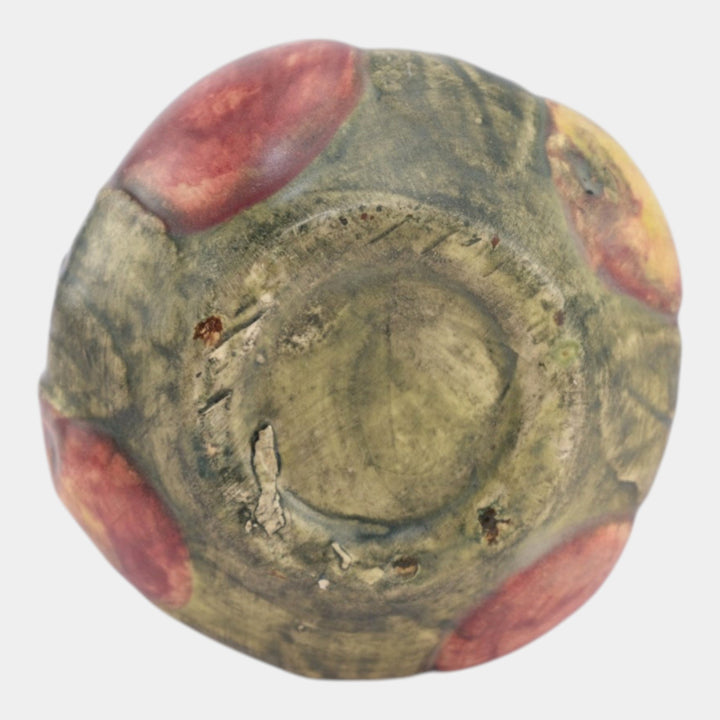 Weller Baldin 1915-20 Vintage Art Pottery Brown Green Red Apple Ceramic Bud Vase - Just Art Pottery