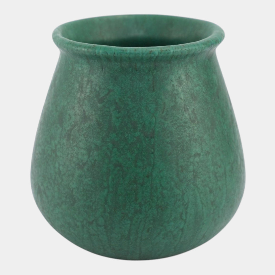 Roseville Matte Green Vintage Art And Crafts Pottery Mottled Green Ceramic Vase - Just Art Pottery