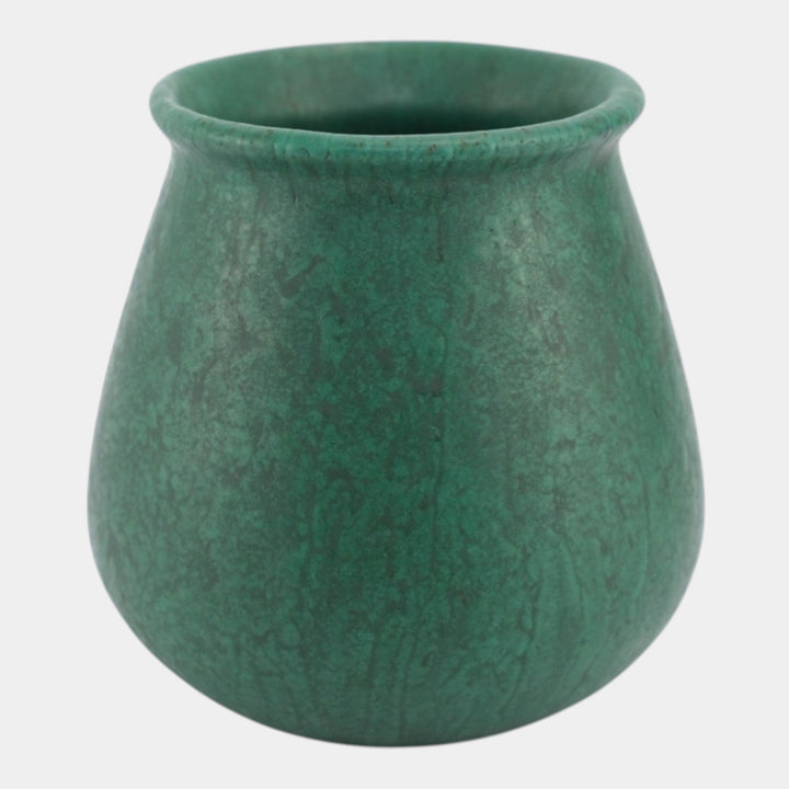 Roseville Matte Green Vintage Art And Crafts Pottery Mottled Green Ceramic Vase - Just Art Pottery