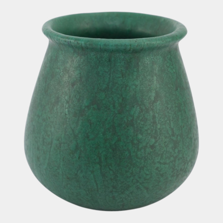 Roseville Matte Green Vintage Art And Crafts Pottery Mottled Green Ceramic Vase - Just Art Pottery