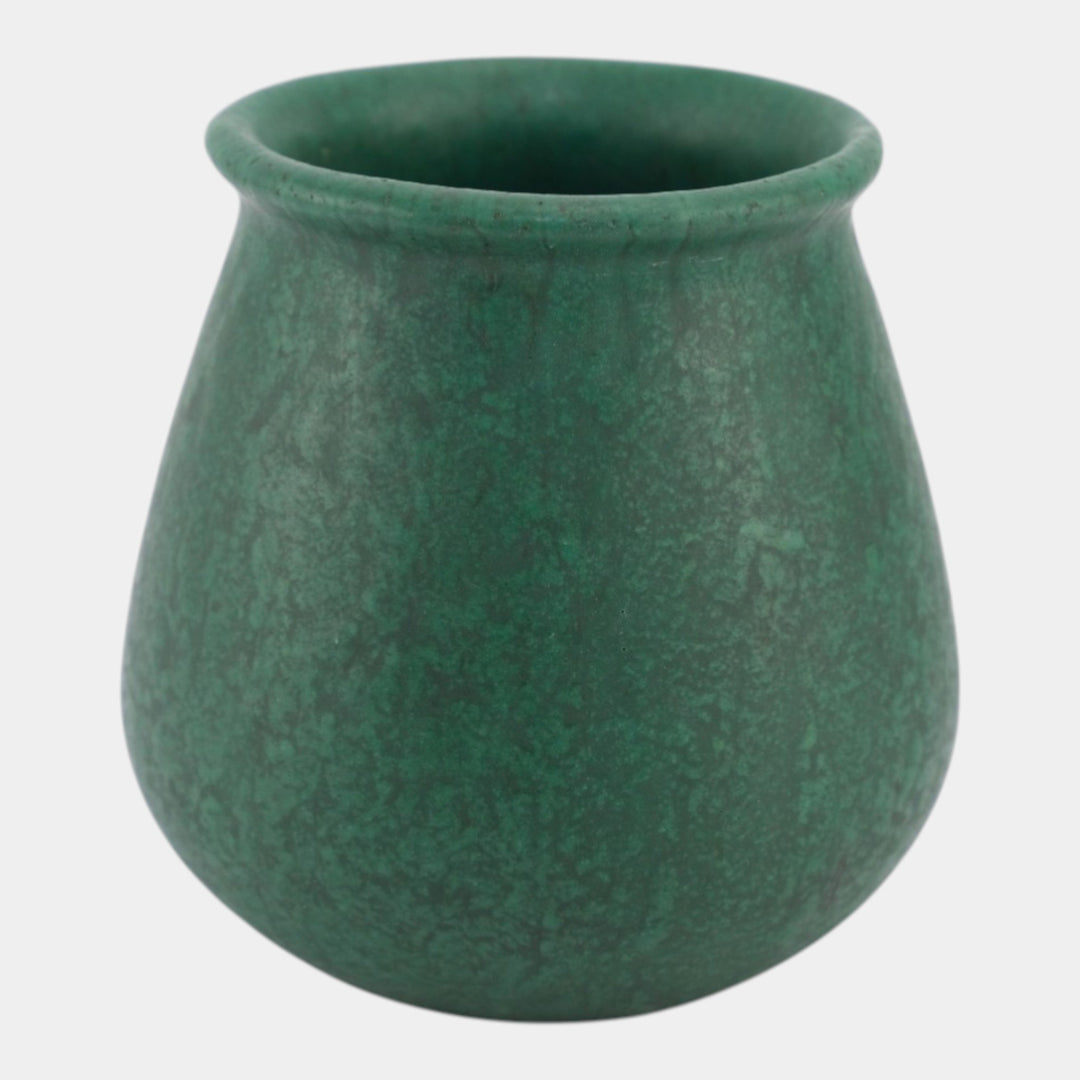 Roseville Matte Green Vintage Art And Crafts Pottery Mottled Green Ceramic Vase - Just Art Pottery
