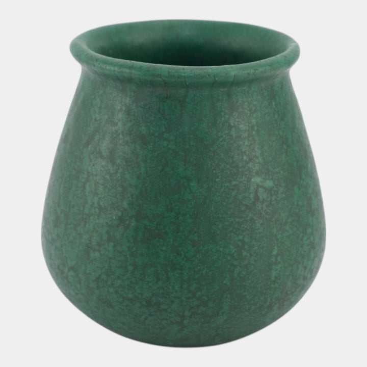 Roseville Matte Green Vintage Art And Crafts Pottery Mottled Green Ceramic Vase - Just Art Pottery