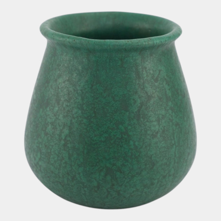 Roseville Matte Green Vintage Art And Crafts Pottery Mottled Green Ceramic Vase - Just Art Pottery