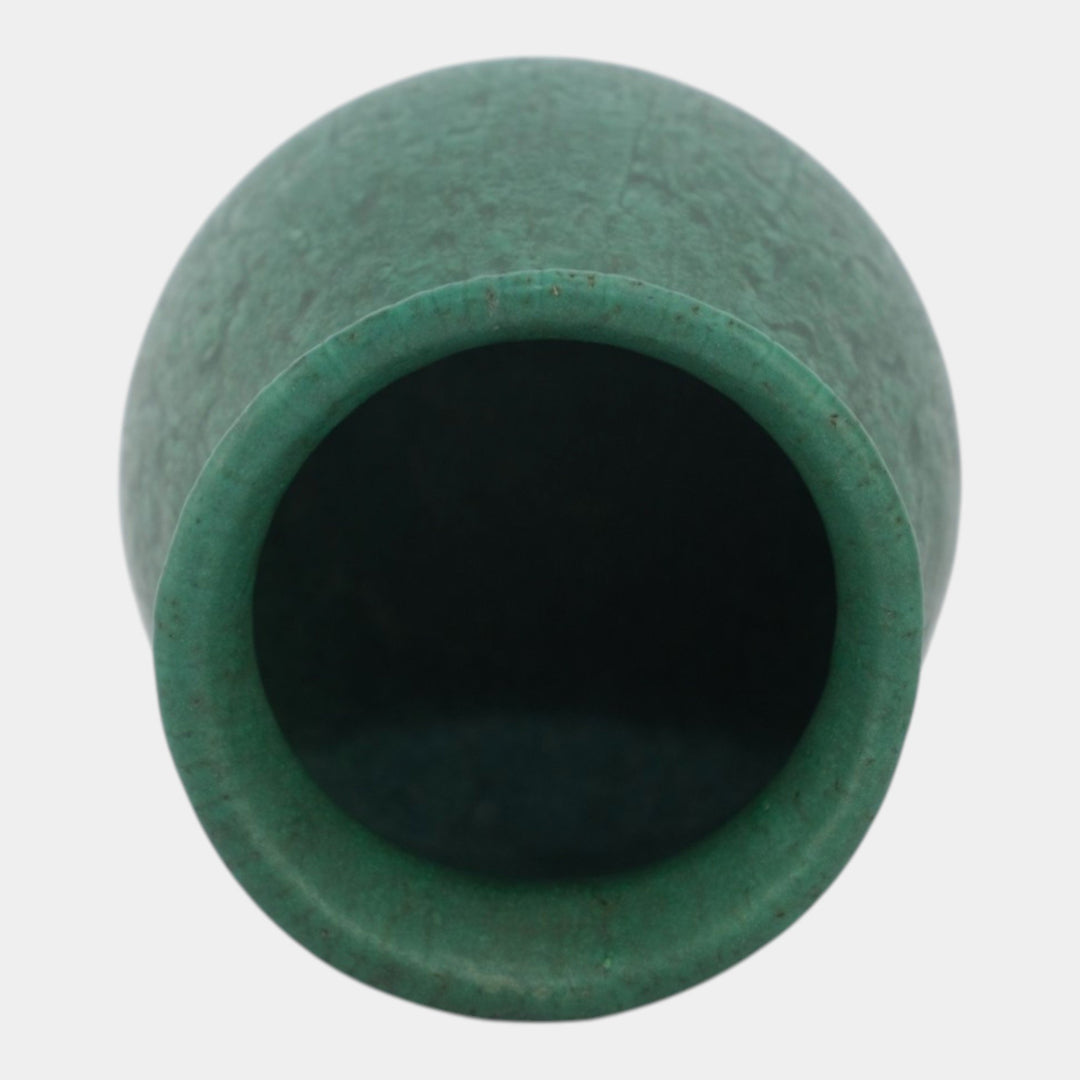 Roseville Matte Green Vintage Art And Crafts Pottery Mottled Green Ceramic Vase - Just Art Pottery