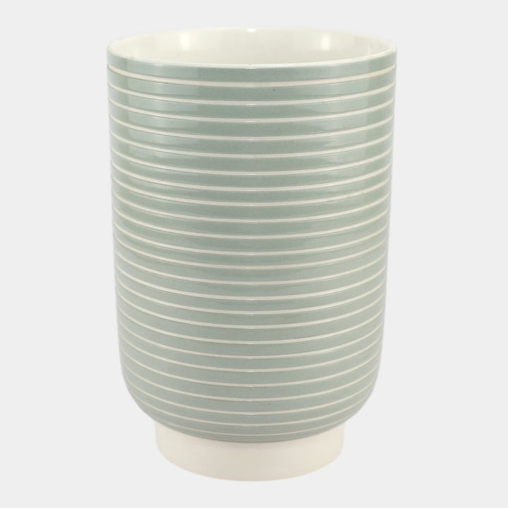 Keith Murray For Wedgwood Art Deco 1930s Art Pottery Celadon Ribbed Ceramic Vase