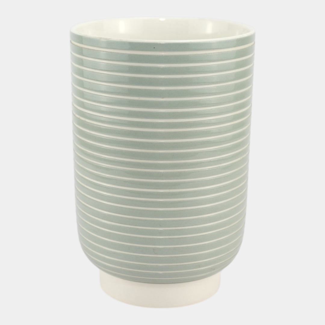 Keith Murray For Wedgwood Art Deco 1930s Art Pottery Celadon Ribbed Ceramic Vase