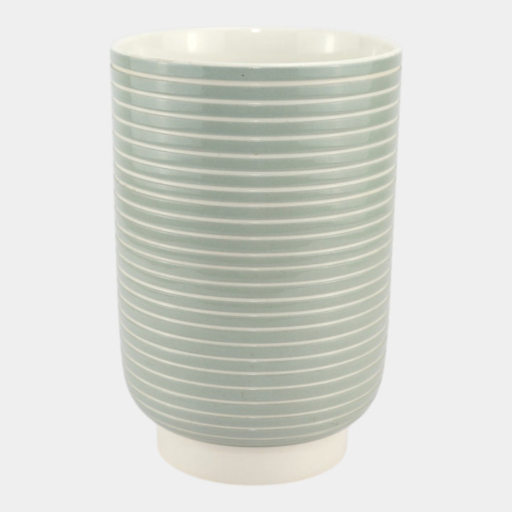 Keith Murray For Wedgwood Art Deco 1930s Art Pottery Celadon Ribbed Ceramic Vase