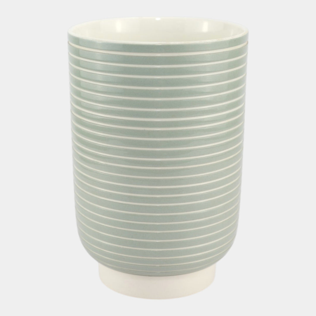 Keith Murray For Wedgwood Art Deco 1930s Art Pottery Celadon Ribbed Ceramic Vase