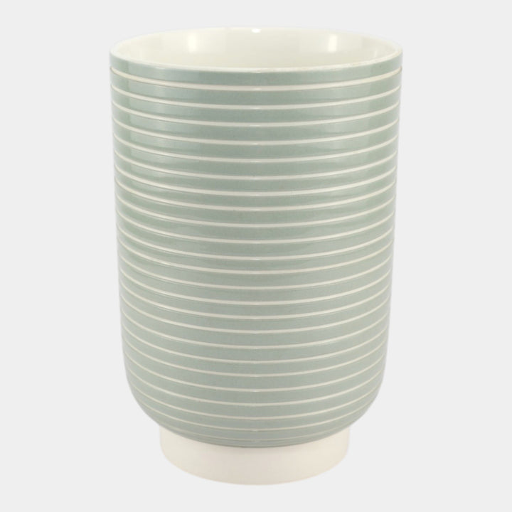 Keith Murray For Wedgwood Art Deco 1930s Art Pottery Celadon Ribbed Ceramic Vase