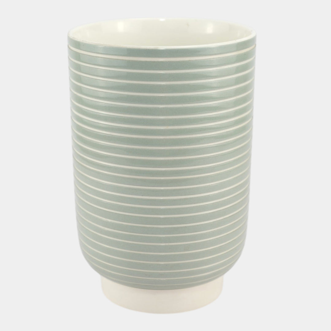 Keith Murray For Wedgwood Art Deco 1930s Art Pottery Celadon Ribbed Ceramic Vase