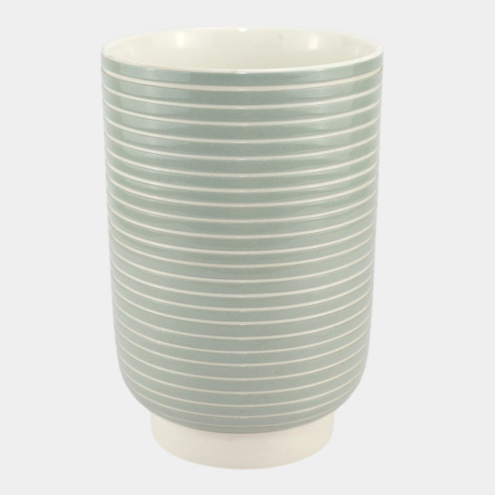Keith Murray For Wedgwood Art Deco 1930s Art Pottery Celadon Ribbed Ceramic Vase