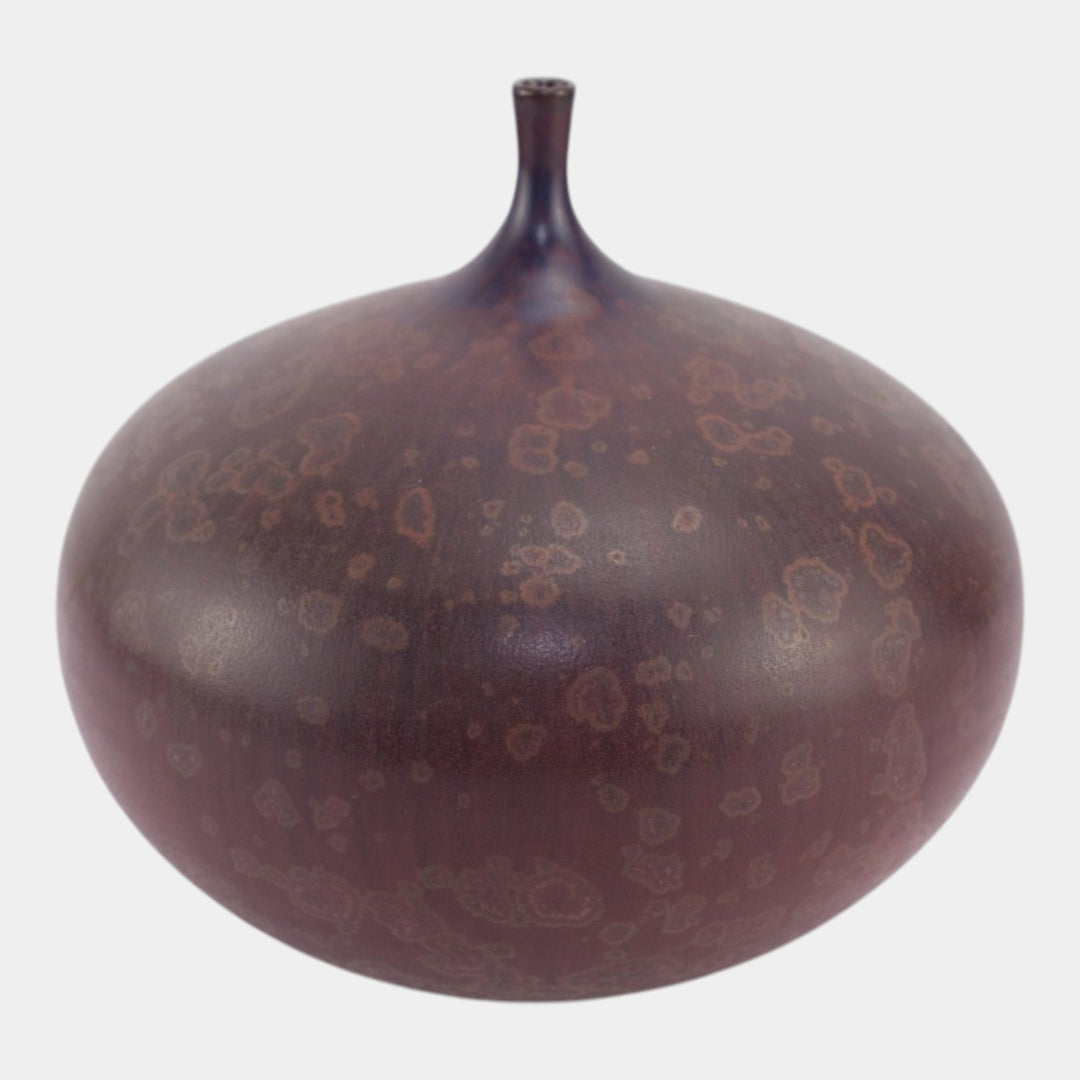 Bill Campbell Studio Pottery Purple Crystalline Bulbous Collectors Corner Vase - Just Art Pottery