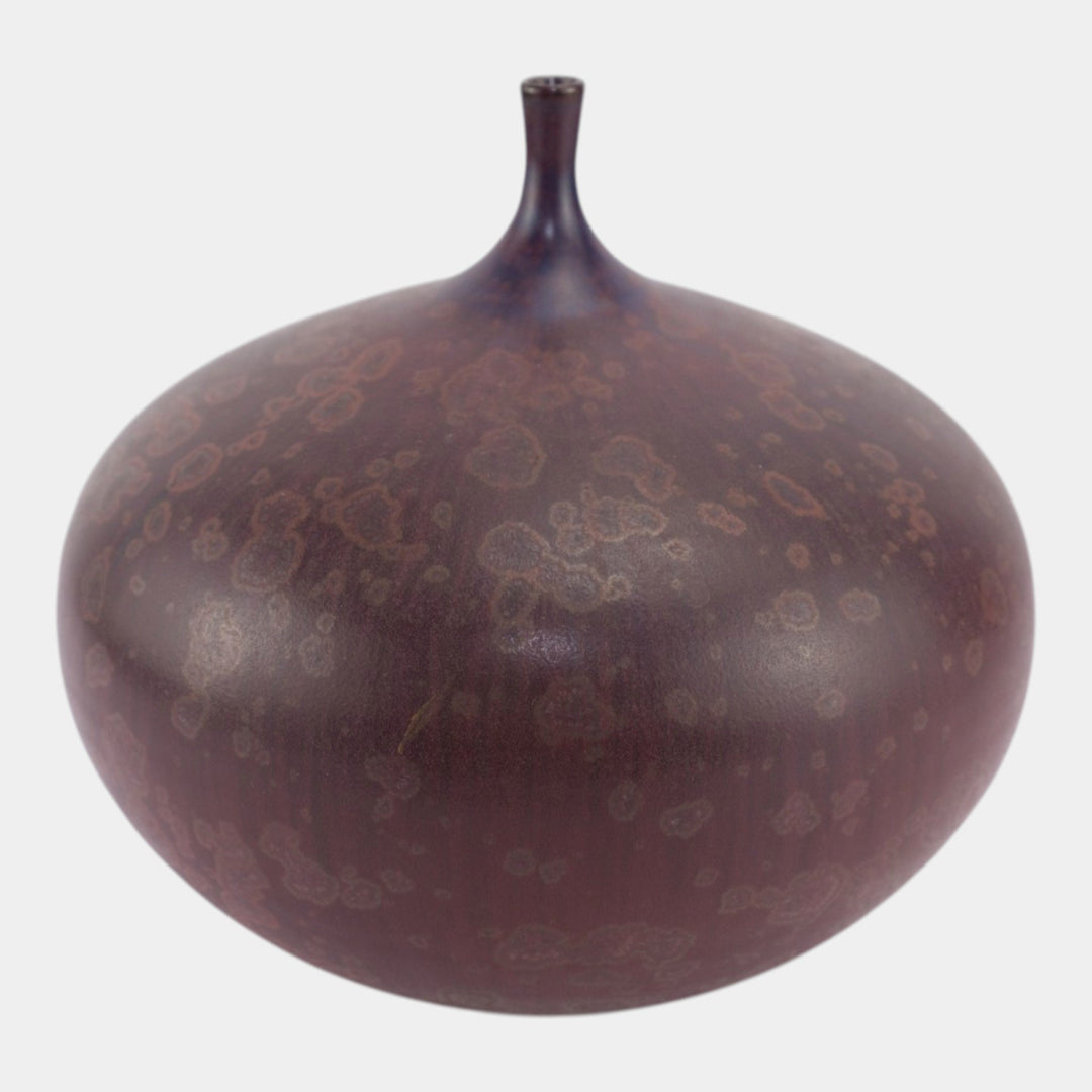 Bill Campbell Studio Pottery Purple Crystalline Bulbous Collectors Corner Vase - Just Art Pottery