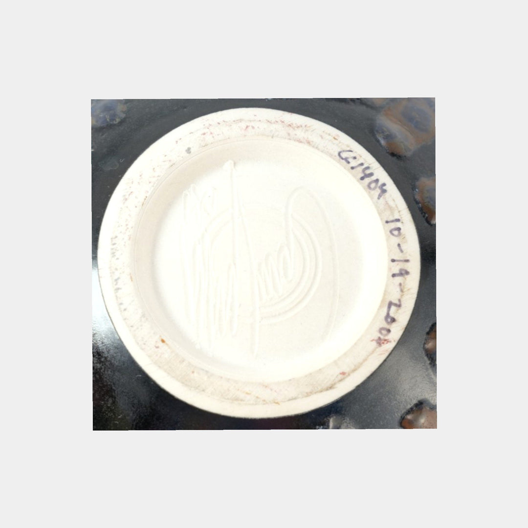 Bill Campbell Studio Art Pottery Crystalline Blue Brown Large Bulbous Vase - Just Art Pottery