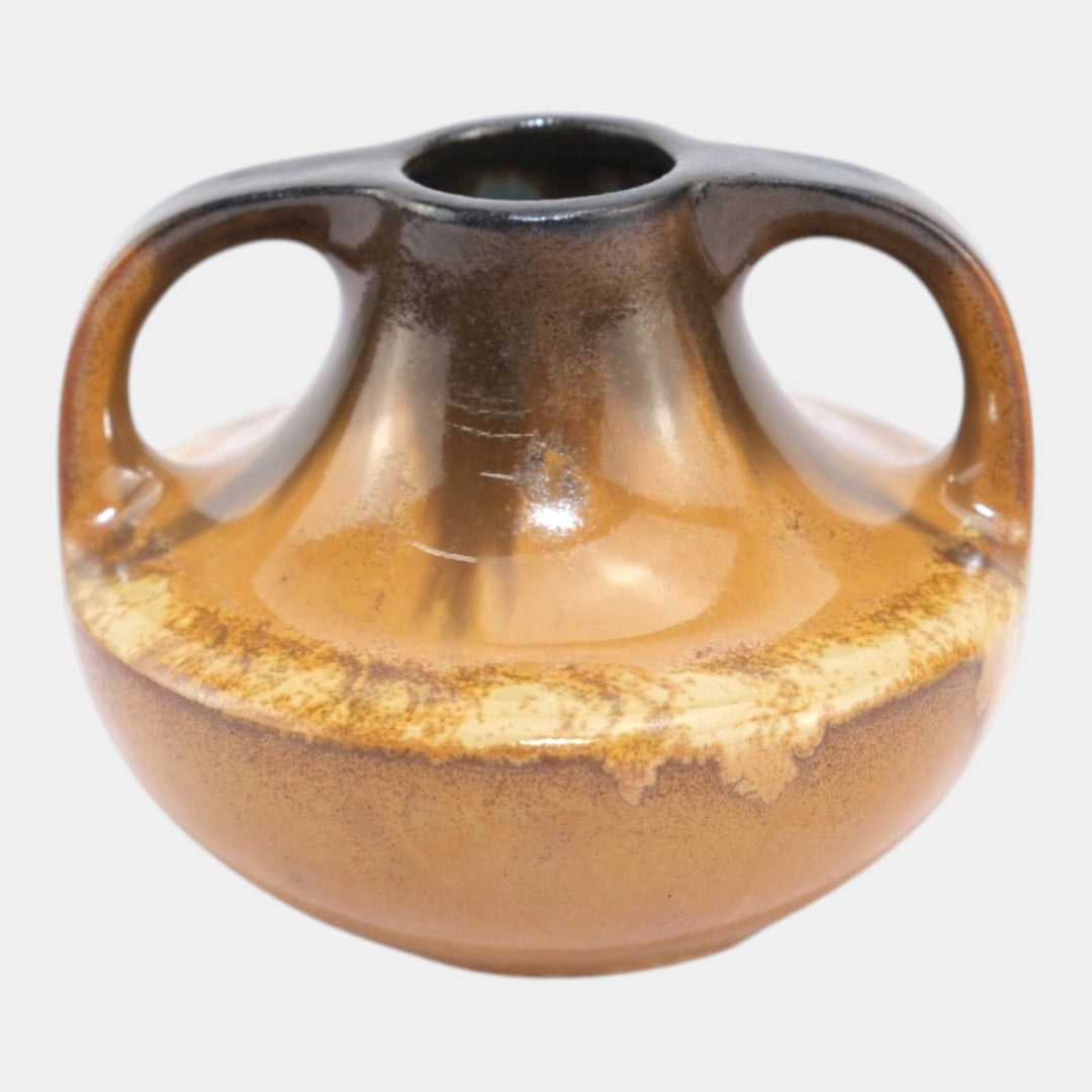 Fulper 1917-1934 Arts And Crafts Pottery Cat's Eye Flambe Rim Handled Vase 701 - Just Art Pottery