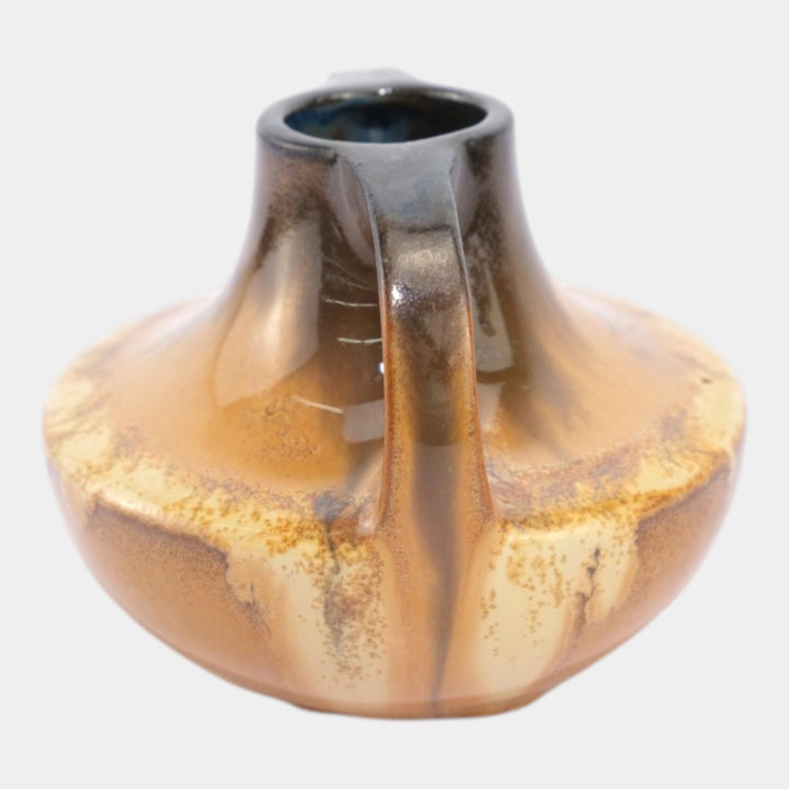 Fulper 1917-1934 Arts And Crafts Pottery Cat's Eye Flambe Rim Handled Vase 701 - Just Art Pottery